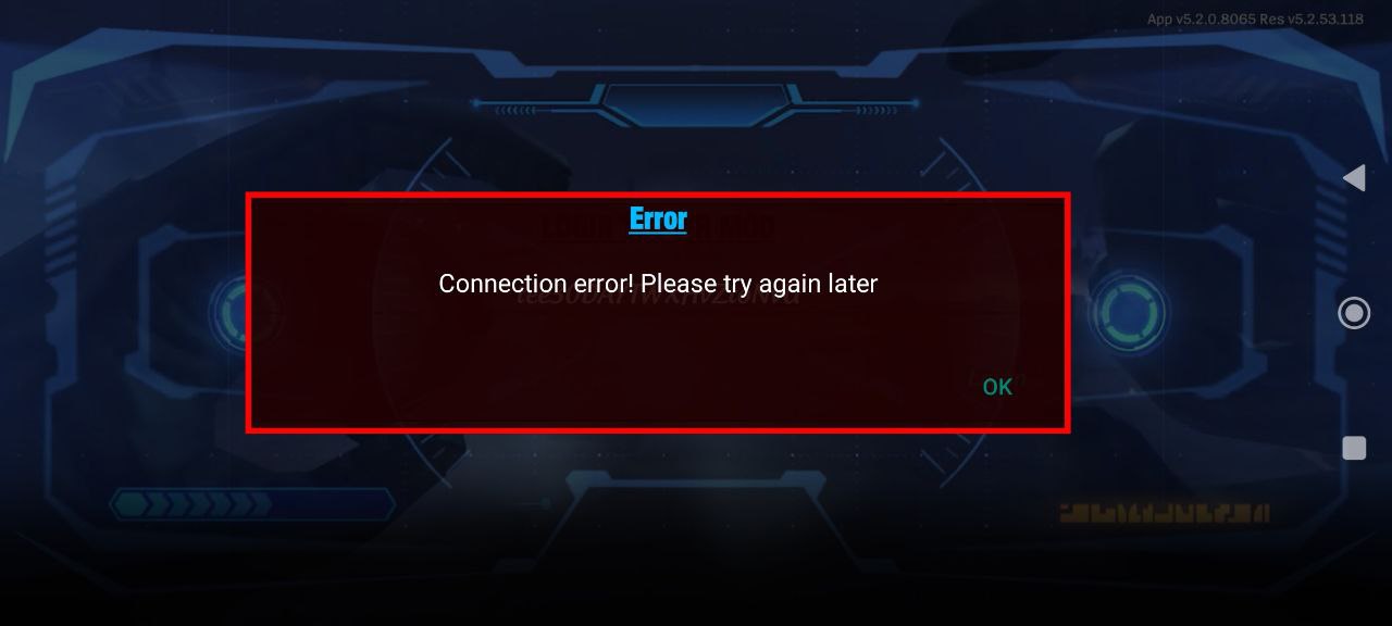 Connection error, please try again